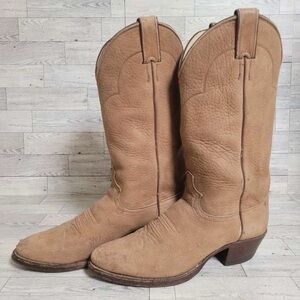 Men's Vintage Justin Western Exotic Brown Elk Skin Leather Cowboy Boots Size 8 D